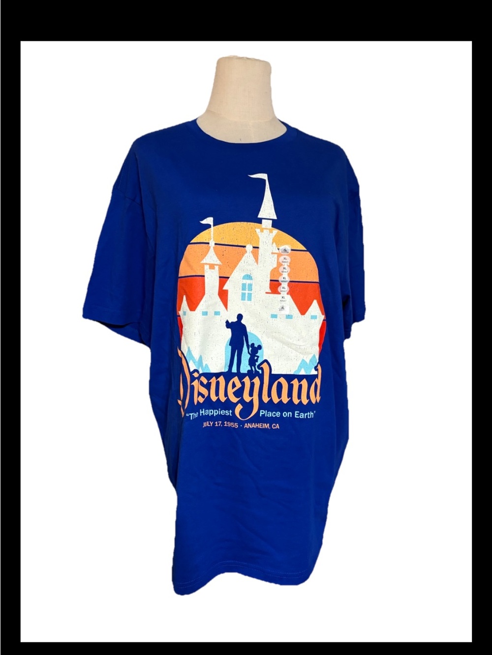 Disneyland Resort Blue Graphic T-Shirt with Castle and Characters, Size XL